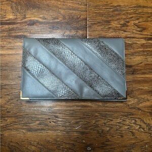 Striped Snake Print Vintage Leather Crossbody Bag Clutch Y2K w/ Strap One Size
